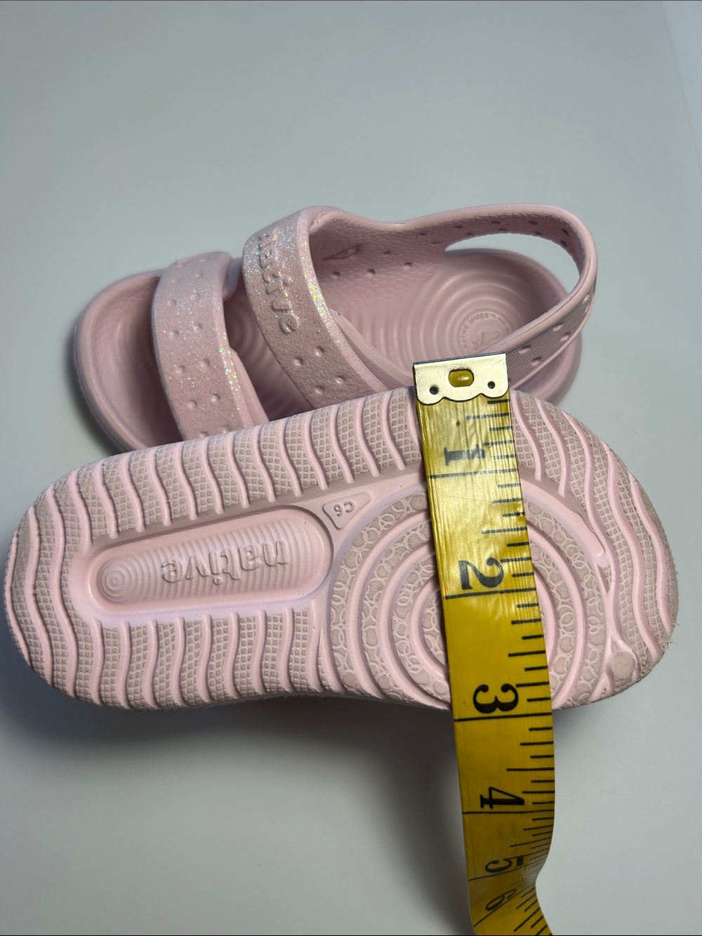 Native Shoes Kids Chase Barely Pink Glitter Strap Sandals Toddler size 6 (6C) - Picture 8 of 8